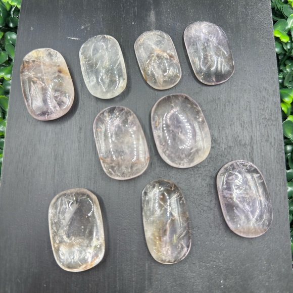 Brazilian Amethyst w/ Powellite Inclusions Palm Stone - *UV Reactive* - Picture 2 of 5